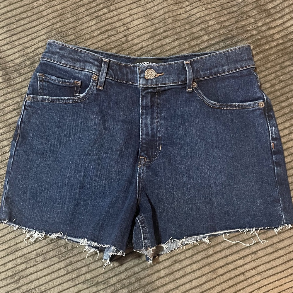 Express raw hemmed denim shorts